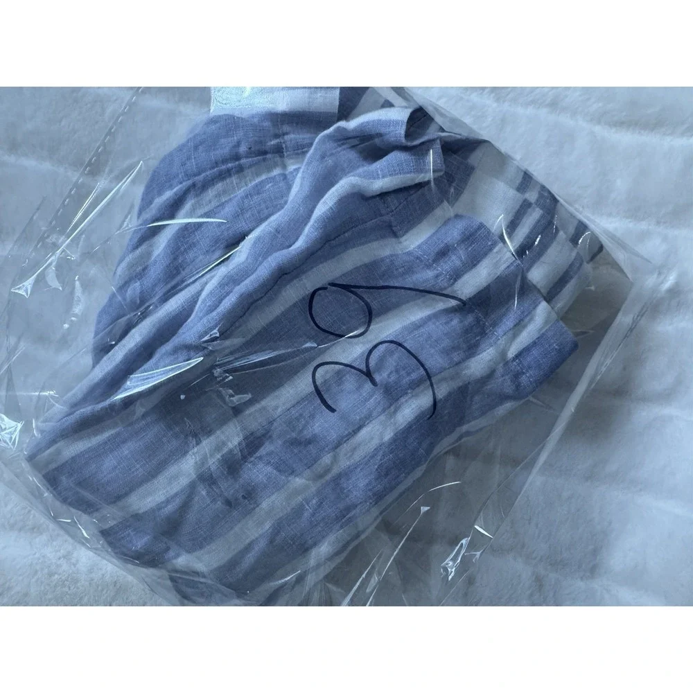 Sundance Foldover‎ Shorts Womens Size S Striped Linen Coastal Preppy Nautical